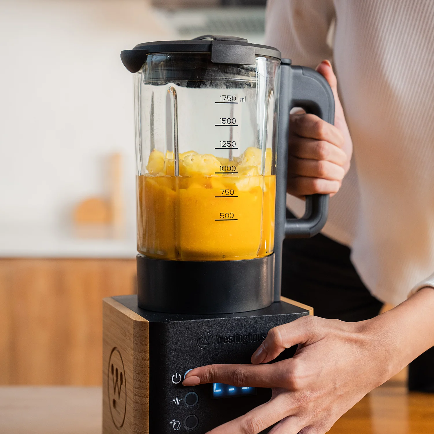 Westinghouse Bamboo Blender with 1.75L Glass Jar & Preset Programs (1000W)