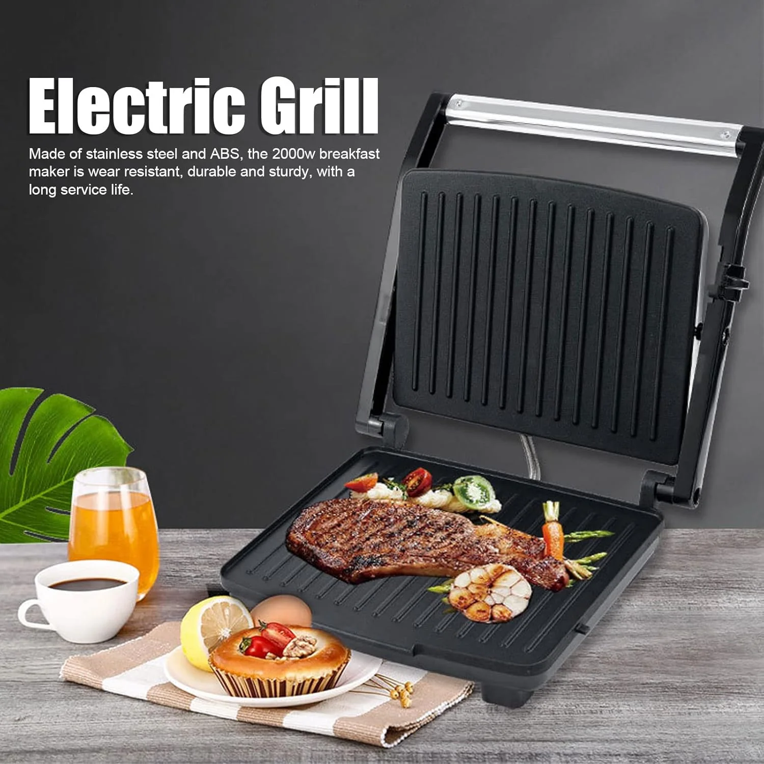 Sumo, Grill Maker 2000W with Adjustable Temperature and 180° Opening – SM-7218