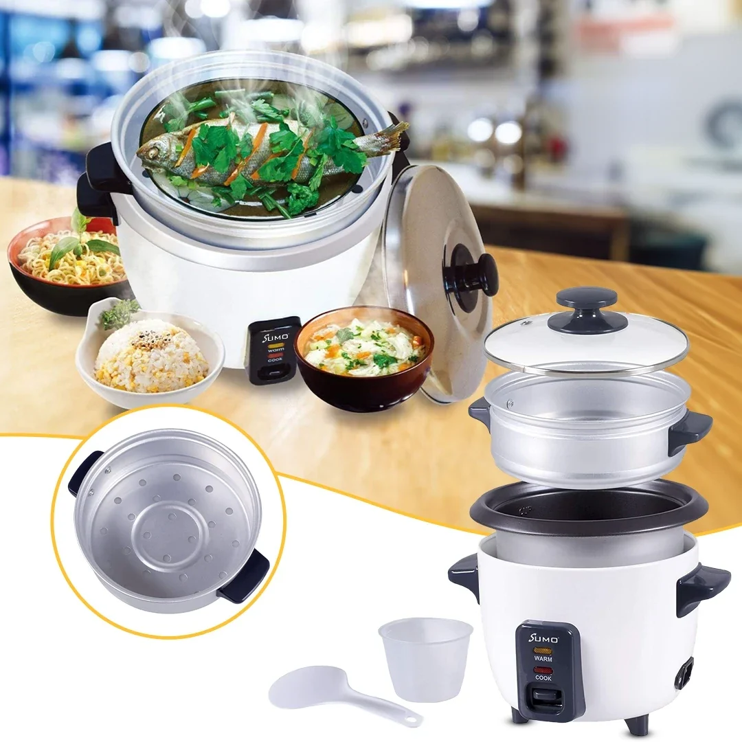 Sumo, Electric Rice Cooker 1L 400W with Non-Stick Bowl and Glass Lid – SX-100