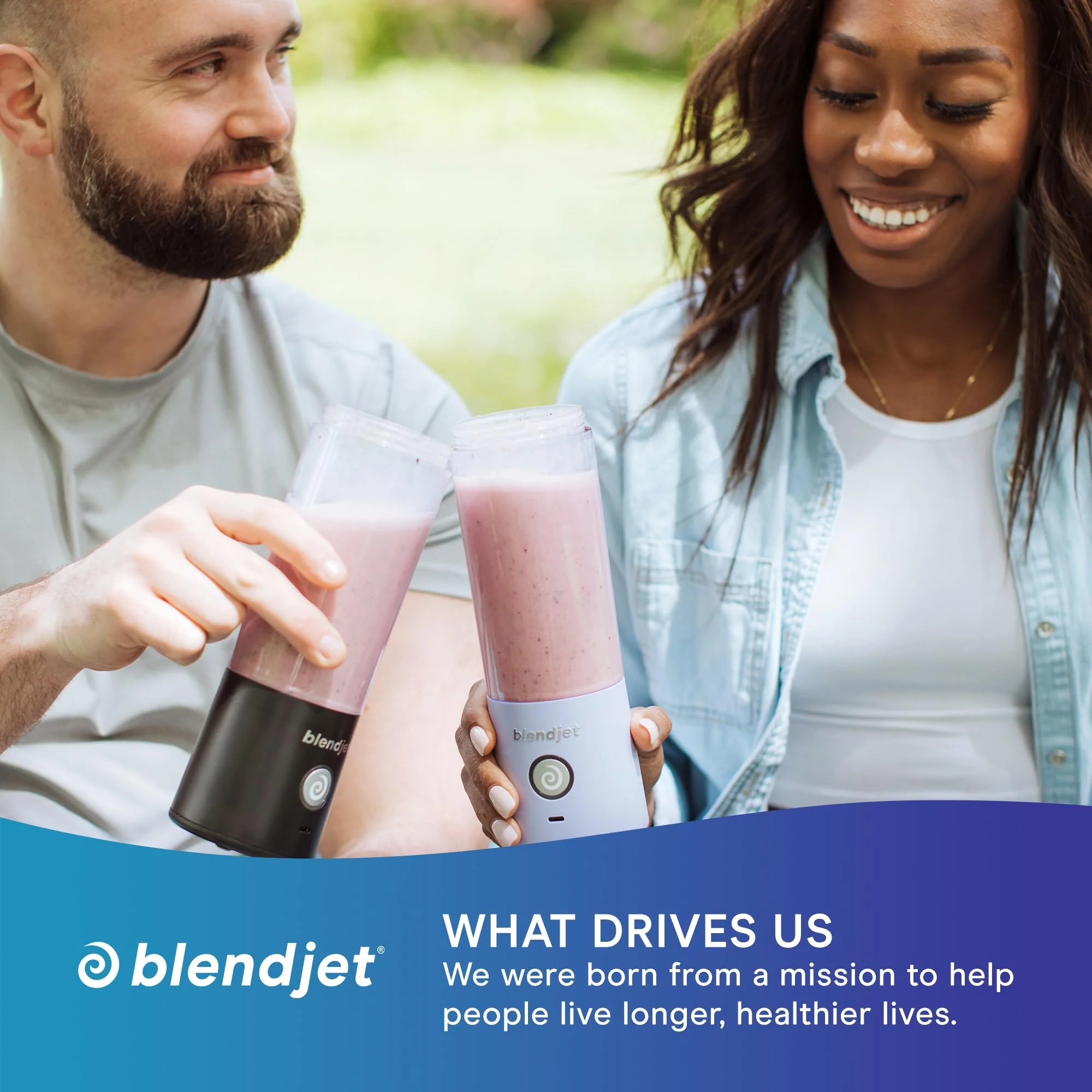Blendjet V2 Portable Blender 16oz, Smoothie Maker, Fruit Blender, BPA-Free, 475ml, 200W, Sports Bottle, USB-C Rechargeable - Glacier