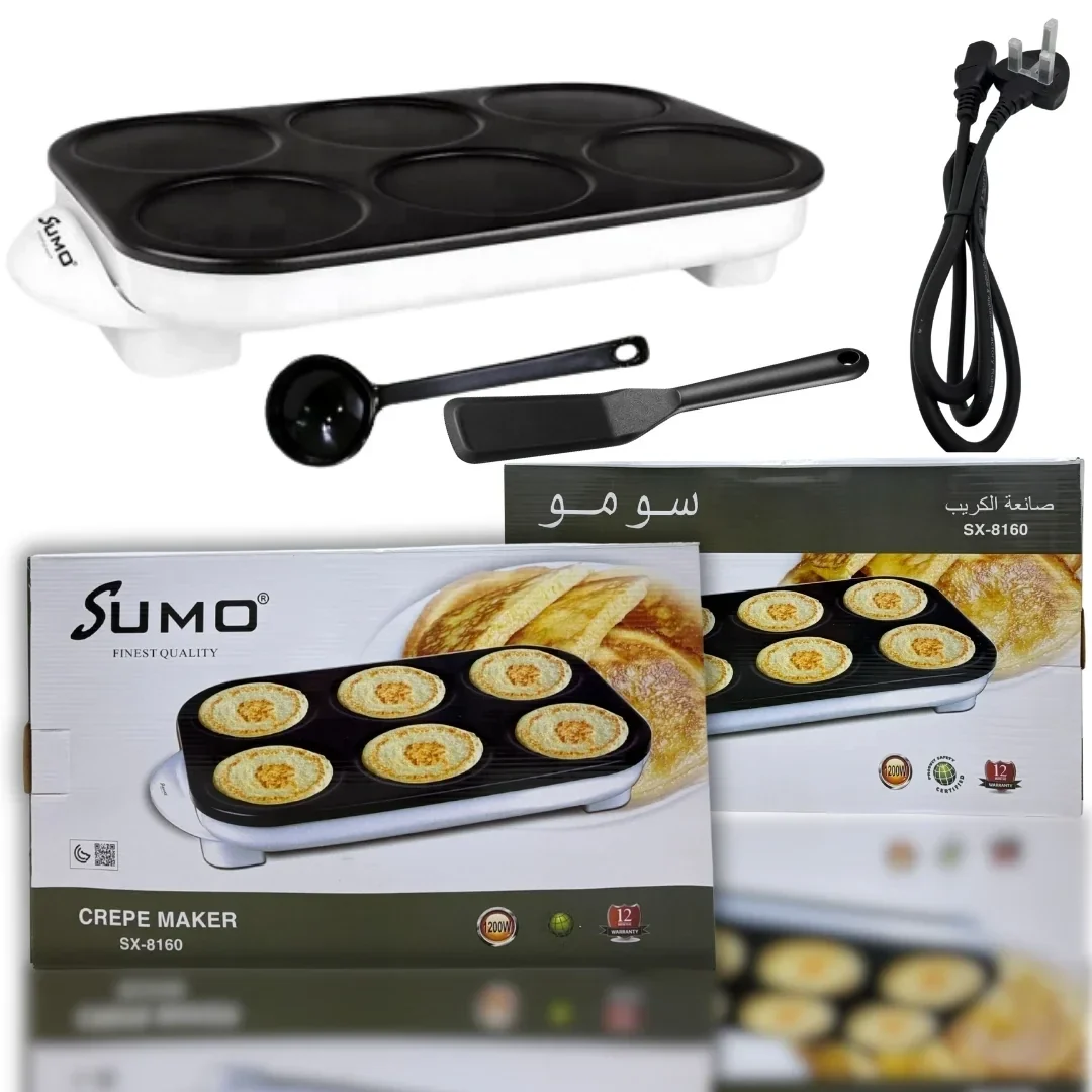 Sumo, 1200W Electric Crepe Maker with 6 Non-Stick Molds (SX-8160)