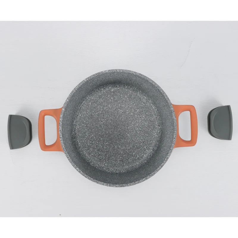Daewoo H Series 9 Pcs Granite Cooking Set 28, 24, 20 cm Pot, 26 cm Pan with 2 Pcs of Utensil Tools