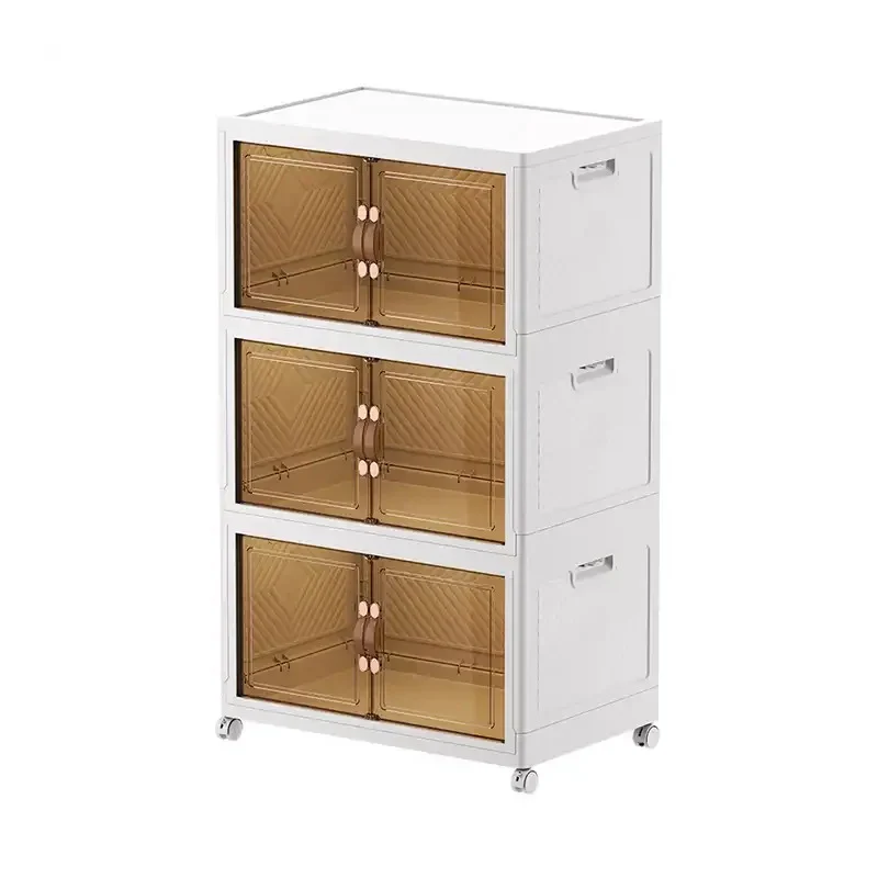 [53-2021-3L] Multipurpose Multi Layer Foldable Stackable Storage Cabinet Box for Home, Bedroom, Kitchen & Garage (3 Layer)
