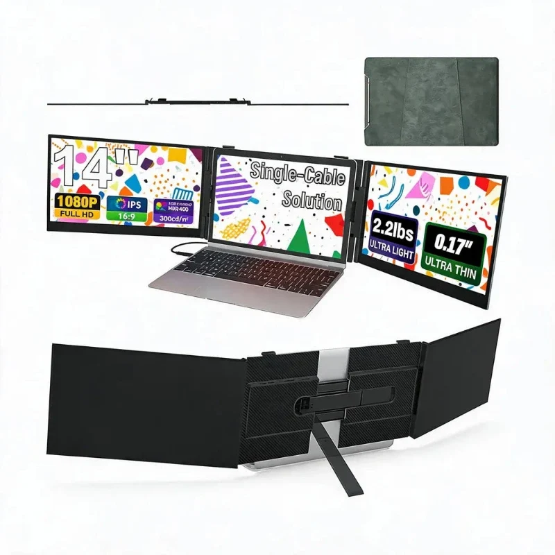 [48320] Gamvity 14-inch Triple Screen Portable Monitor With One-cable Connection