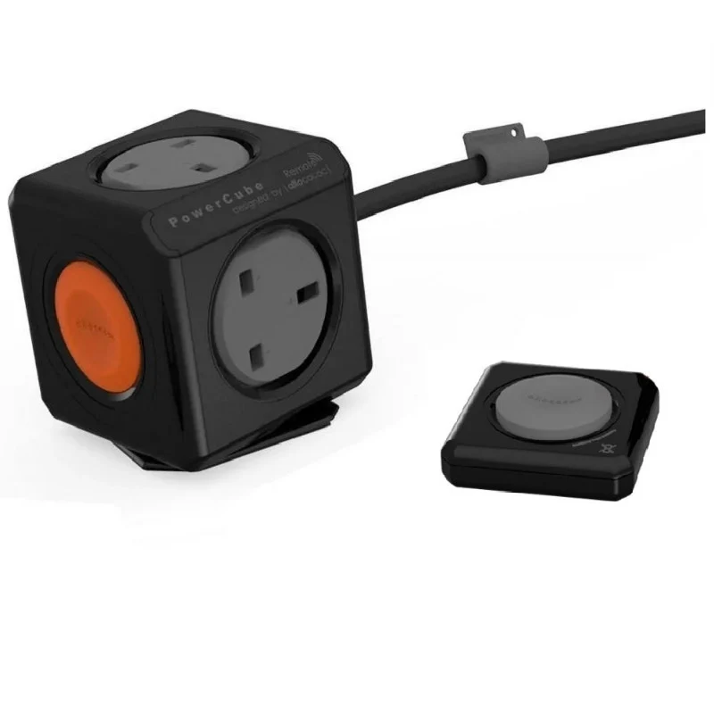 [1532BK/UKEXRM] PowerCube Extended Remote Set UK 1.5m – 4-Socket Power Cube with Wireless Remote Switch (Black)