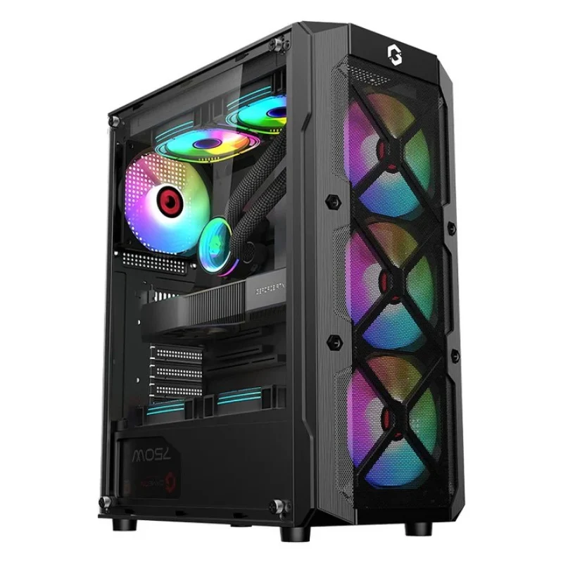 [GO-TRIDENTIII-PSM] GAMEON TRIDENT III-M POWERFORGE Series Mid Tower Gaming Case with 750Watt Power Supply Pre-Installed - Black (4 ARGB Fans Included)
