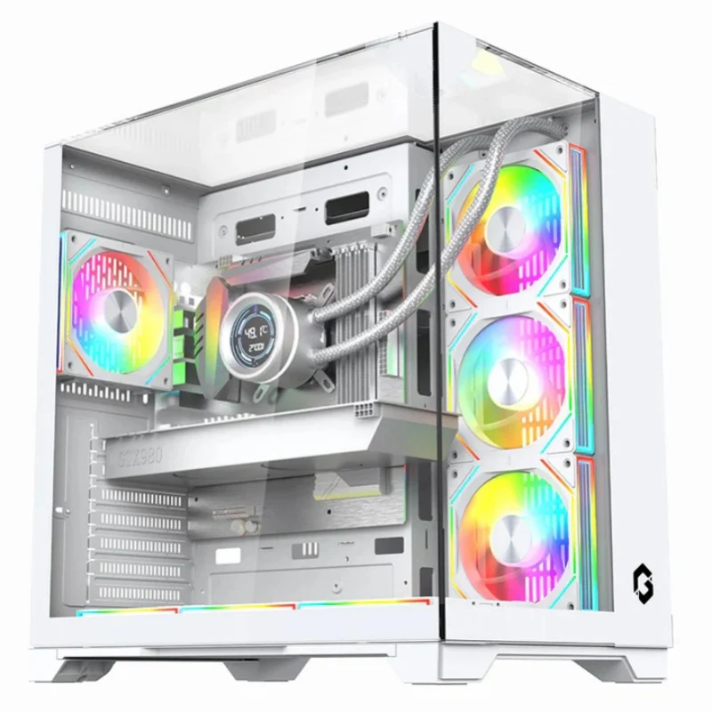 [GO-VALKYRIEI-A-LT] GAMEON Valkyrie I Series ATX Mid Tower Gaming Case - White (4 ARGB Fans Included)