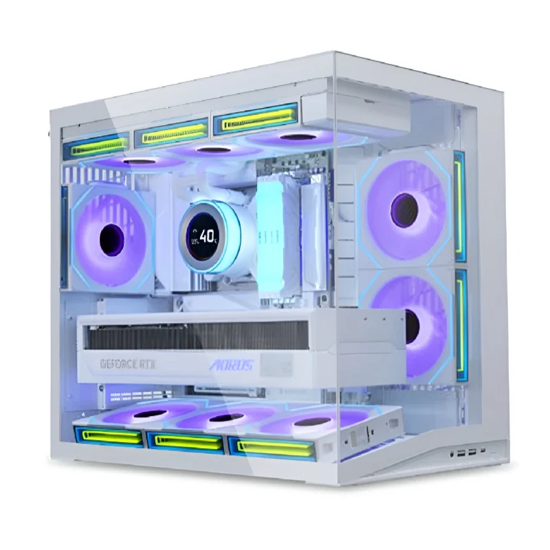 [G99.O11DMIV2W.00] LIAN LI O11 Dynamic Mini V2 ATX Mid Tower Gaming Case - White (Fans Not Included)
