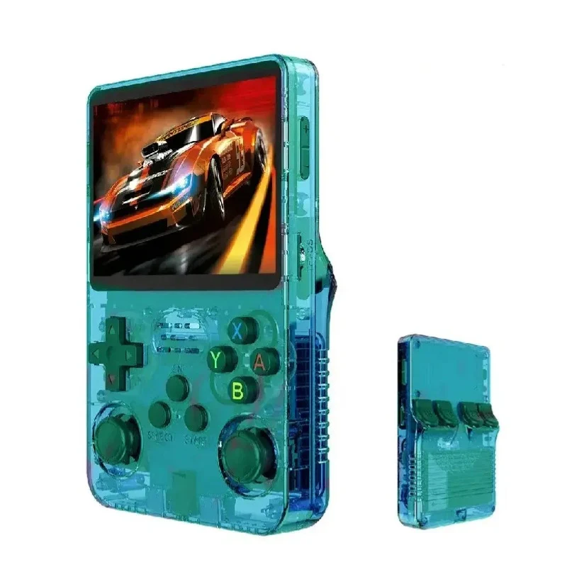 [507937] R36S Retro Handheld Video Game Console with 3.5-Inch IPS Display, 64GB - Transparent Green