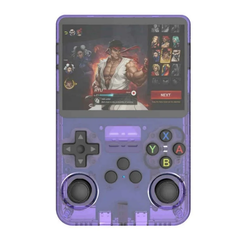 [501575] R36S Retro Handheld Video Game Console with 3.5-Inch IPS Display, 64GB - Transparent Purple