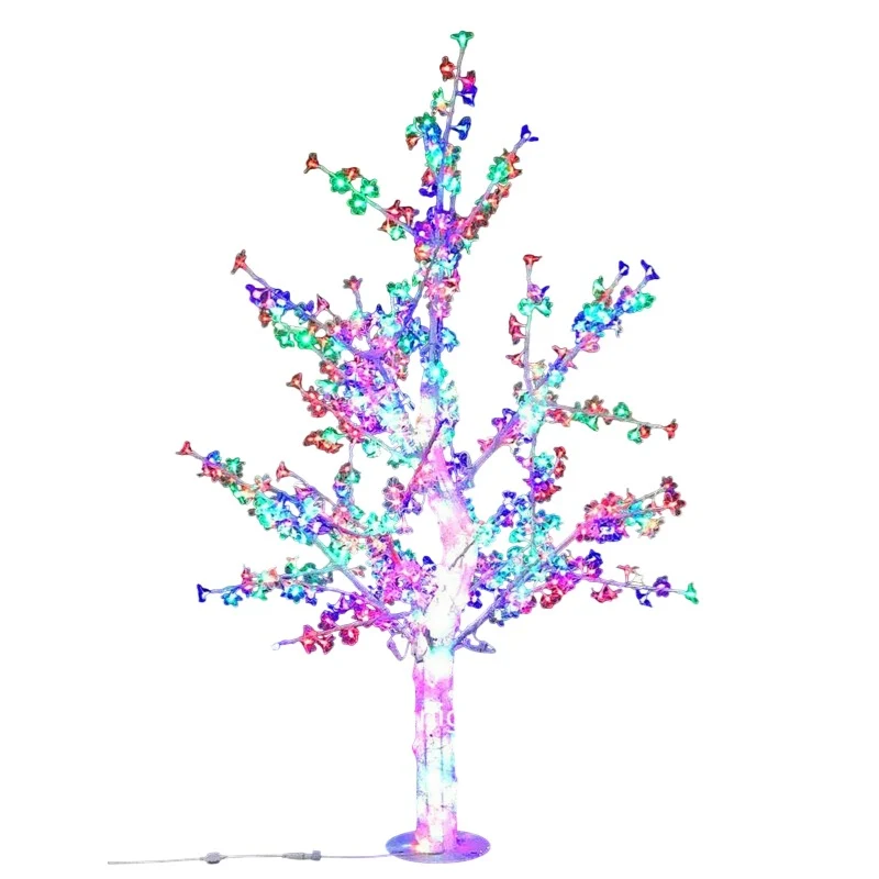 [53-2146] Sparkling LED Crystal Cherry Blossom Tree Light with Multicolor Lighting Modes & Water-Resistant Design - 1.5M