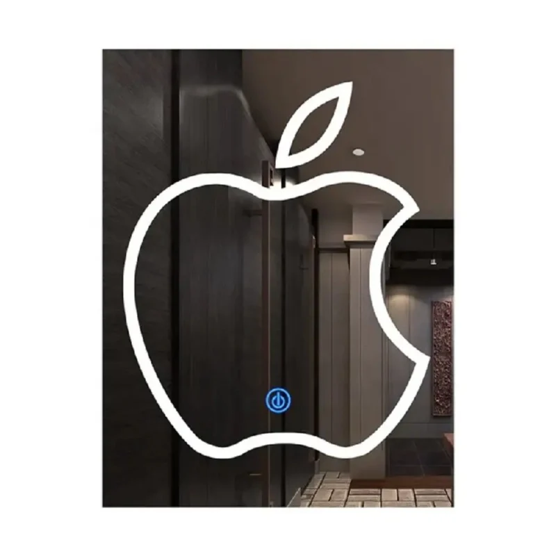 [53-3155] Decorative Apple Design Smart LED Mirror with Touch Switch, Multi-Color Lighting & Anti-Corrosion Glass - 60 x 80 CM
