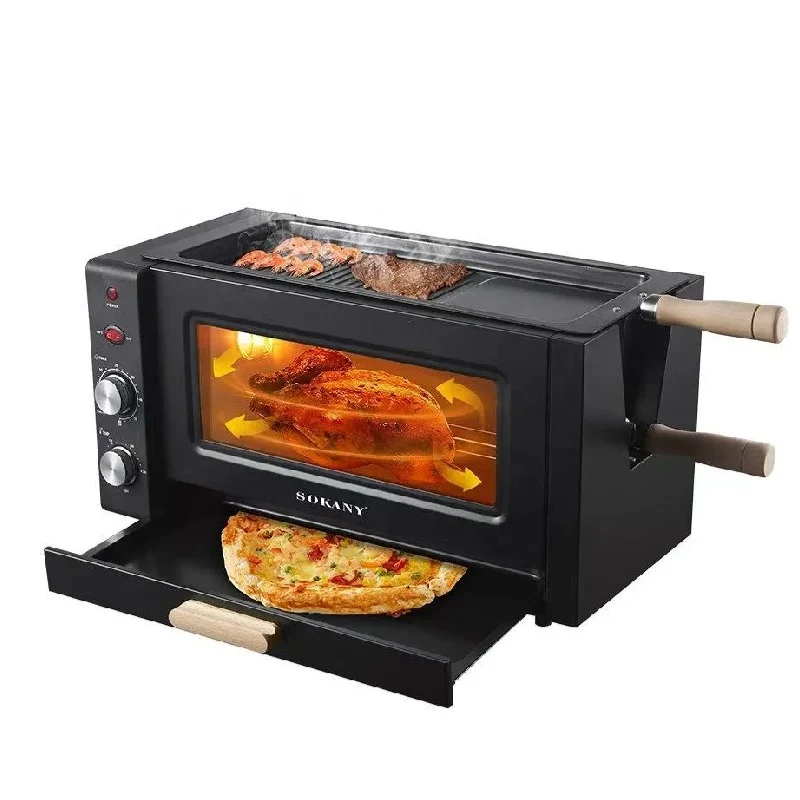 [53-SK10071] SOKANY 25L 3-in-1 Electric Toaster Oven with Grill, Bake & Roast Functions, Rotisserie & 60-Minute Timer - 3000W