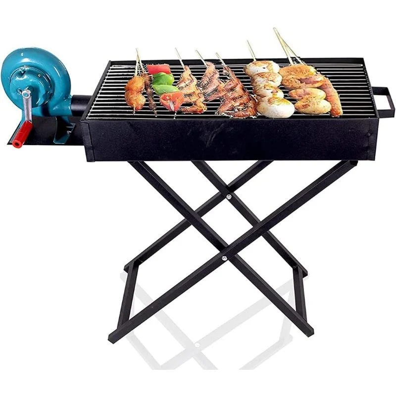 [53-2261] KKF Large Portable & Foldable Charcoal Barbecue Grill with Manual Blower - 90 × 30 cm