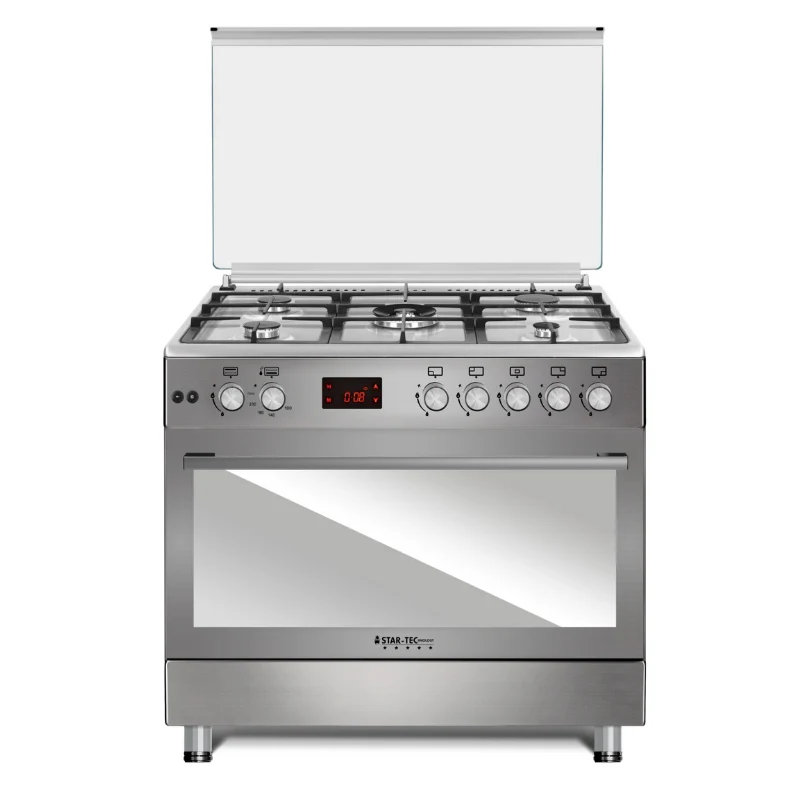 [ST-TSF90] Startec 5 Burner Gas Cooker 90x60cm with Grill, Auto Ignition & Digital Timer - Inox