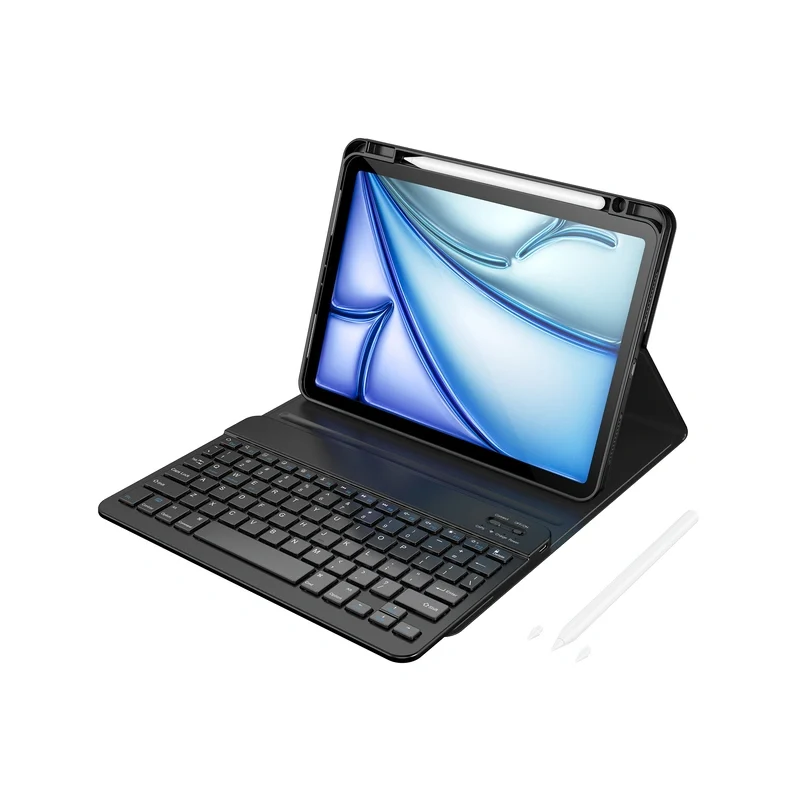[6977703655544] WiWU 3-in-1 iPad Keyboard Case with Pencil – Arabic + English, iPad 11" 2025 (A16) & iPad 10.9" 2022