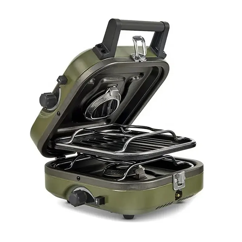 [6927595708613] Naturehike Double Burner Folding Gas Stove - Army Green