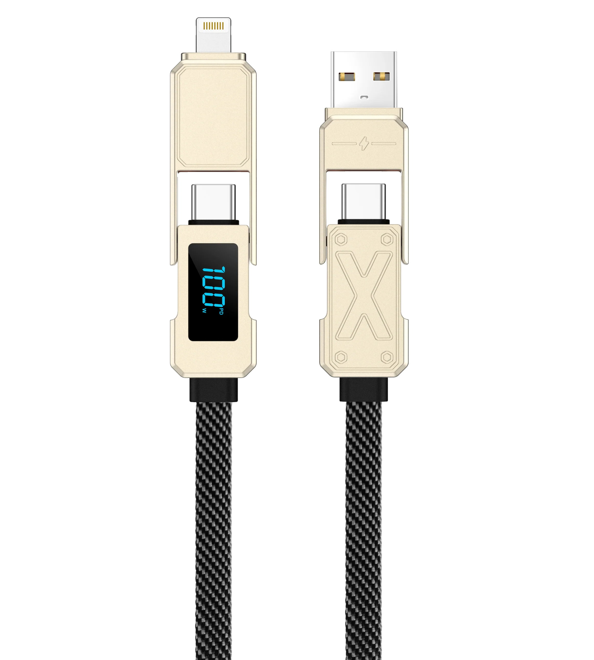 WiWU Titan 100W Fast Charging Cable 15cm – USB to Type-C & Type-C to Lightning Short Cable