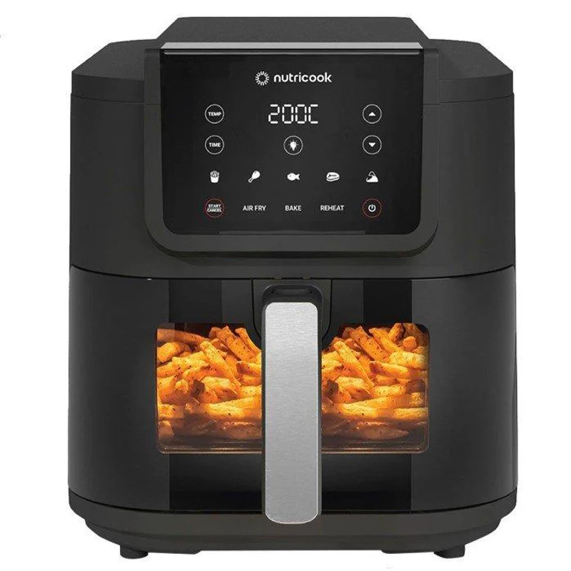 Nutricook, Slim Air Fryer NC-AFS200 – 7.6L Extra Large, 1700W, 8 Cooking Programs, Viewing Window, Black