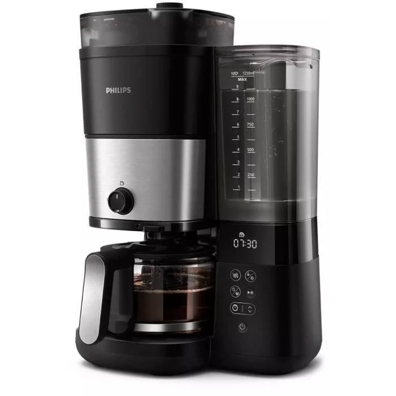 [HD7900/50] Philips All-in-1 Brew Coffee Maker HD7900/50 – 1.25L, Integrated Grinder, Duo-Bean Container, Timer, Black