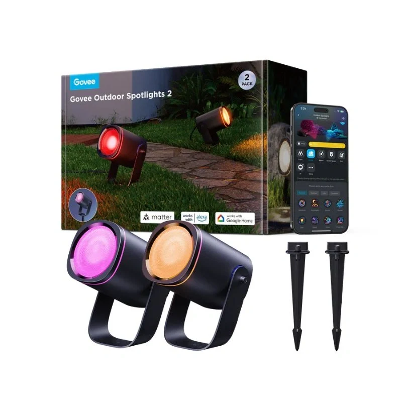 [507421] Govee RGBICWW Outdoor Spotlights (2 Pack) - H7093