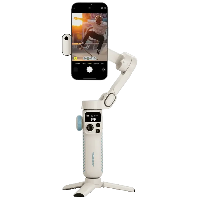 [PWSMP2WH] Powerology Magwave 3-Axis Magnetic Smartphone Gimbal – Pro Stabilization & Smart Controls, White