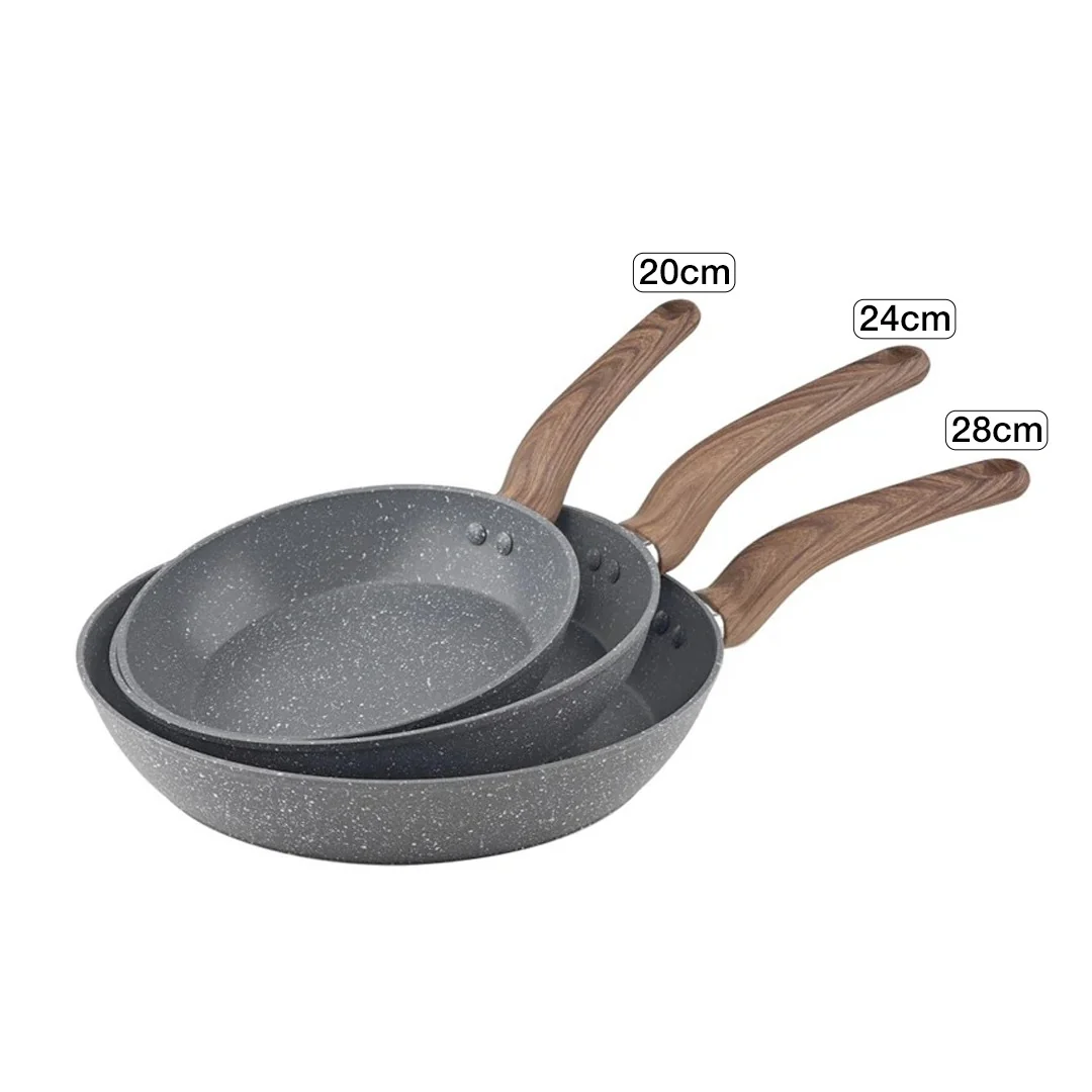 [OE-FS03] OSFE Premium 3-Piece Granite Non-Stick Fry Pan Set (20, 24, 28cm)