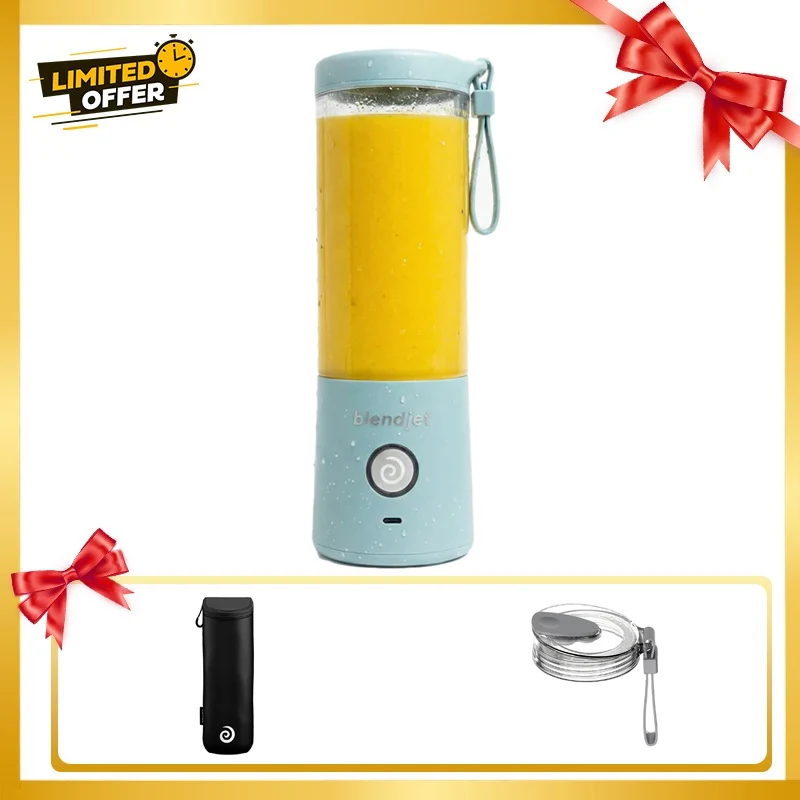 [8100536405562-Bundle] Blendjet V2 Portable Blender 475ml, USB-C Rechargeable with Jetsetter Sleeve and Drinking Lid Free - Glacier