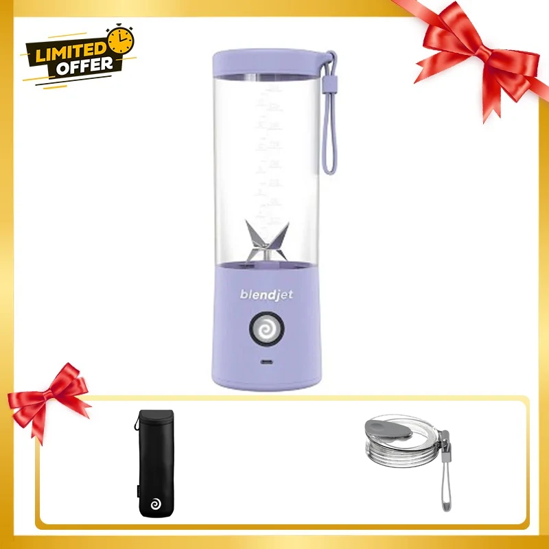 [810053642375-Bundle] Blendjet V2 Portable Blender 475ml, USB-C Rechargeable with Jetsetter Sleeve and Drinking Lid Free - Lavender
