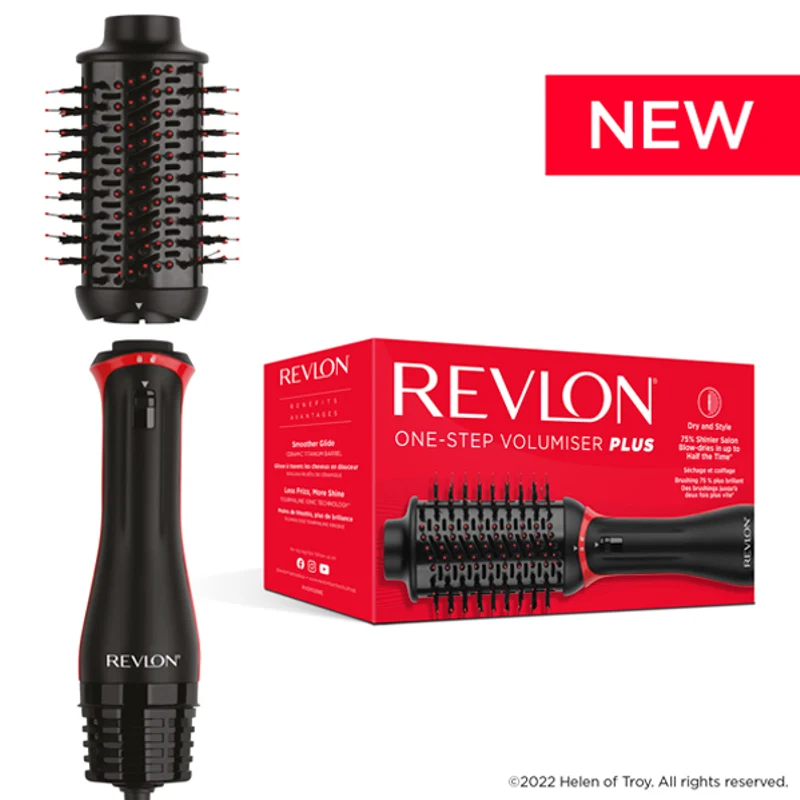 [1REV153] Revlon, One-Step Volumiser Plus – 30% Smaller Oval Brush, Titanium Ceramic Tourmaline, Ionic Technology – Smooth, Voluminous Hair