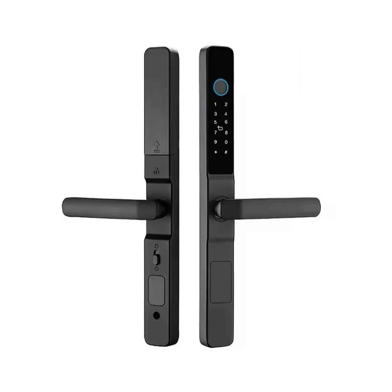 [EY-391] Smart Lock Intelligent Door Lock with TTLock App – Fingerprint, PIN & Card Lock for Aluminum Doors (Black)