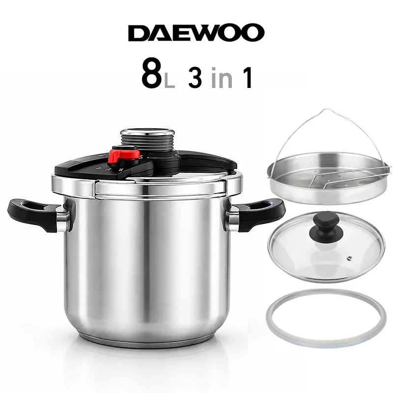 [DPC 8L22] Daewoo 3-In-1 Stainless Steel Pressure Cooker 8L - 3 PSI Settings
