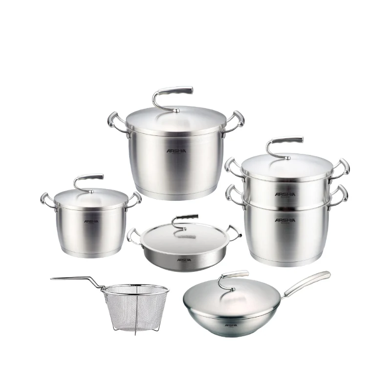 [SS612-3001] Arshia SS612-3001, 12-Piece Stainless Steel Cookware Set