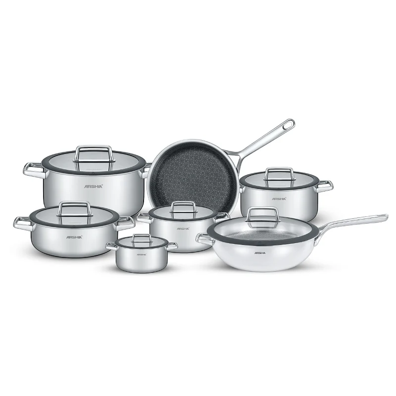 [SS050-3343] Arshia SS050-3343, 13-Piece Tri-Ply Stainless Steel Cookware Set