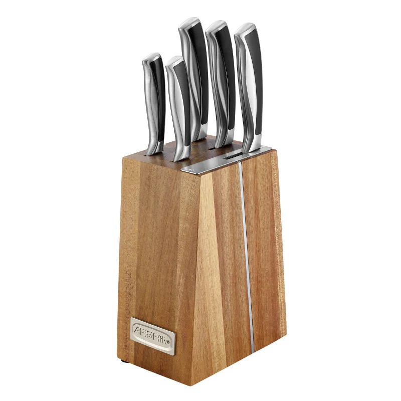 [KS270-3548] Arshia KS270-3548, 6-Piece Knife Set With Wooden Block