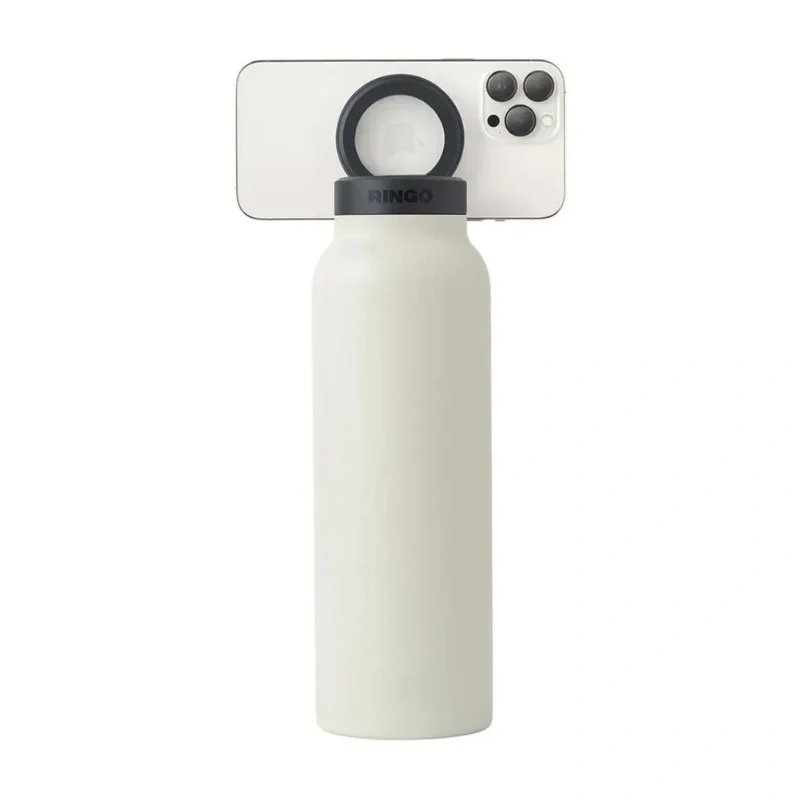 [RIN-B2PK32LSC2] RINGO Water Bottle, 32 Oz/1 L, MagSafe Screw Lid MagSafe Booster Ring, Ivory