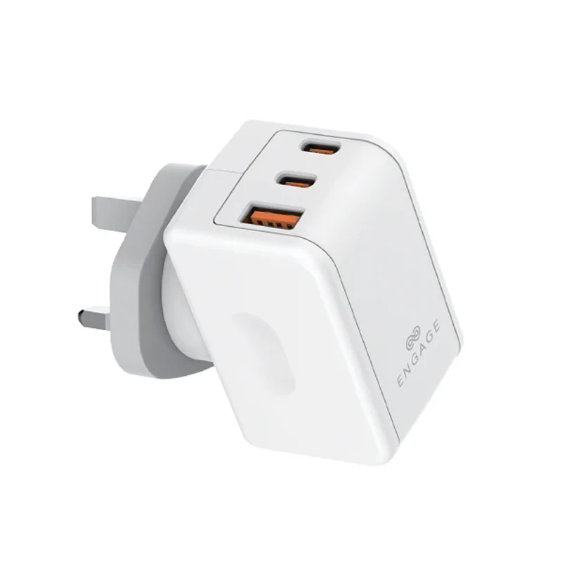 [EN-PD-65W-RP] Engage, Dual USB-C + USB-A Power Adapter (65W) with 180° Rotating Plug