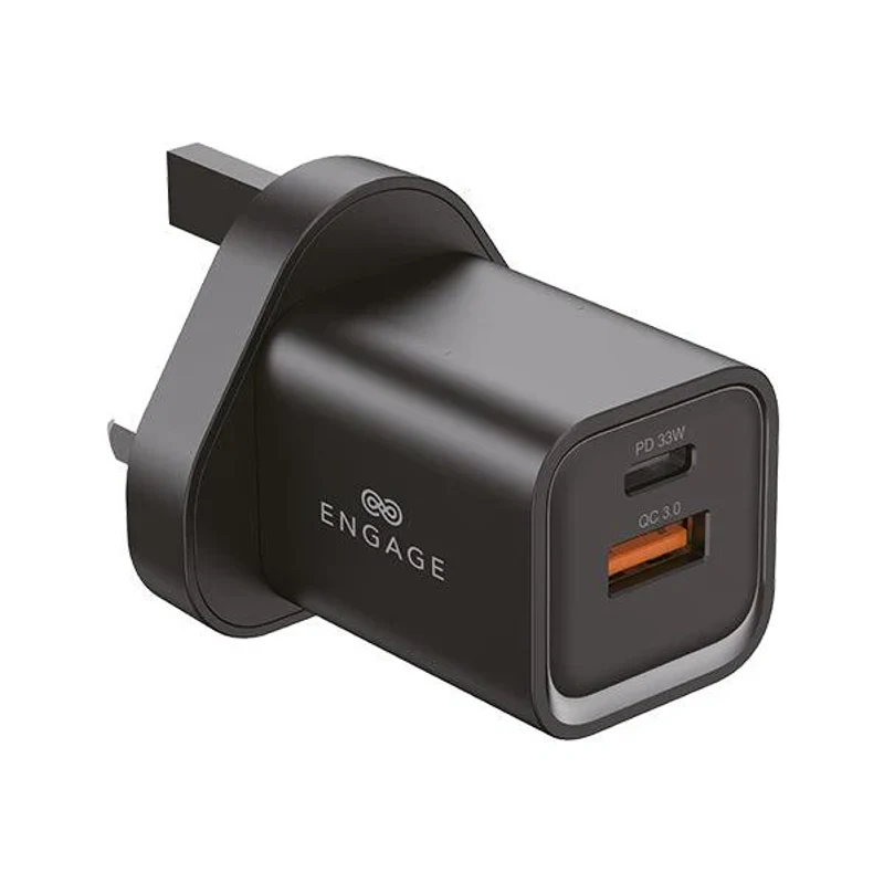 [EN-PD-33W] Engage, Dual Port Quick Power Adapter/Charger (33W) – Black
