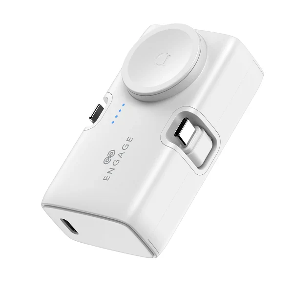 [EN-PPB-DUAL5K-WT] Engage, Portable Dual Port Lightning/USB-C & Watch Charging Power Bank (5000mAh) (White)