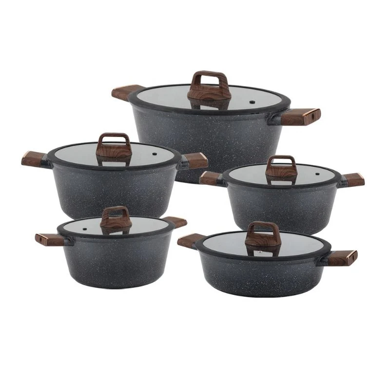 [OSFE-103] OSFE Marble Cookware Set 12 pcs (32, 28, 24, 20 cm Pots, 28 cm Pan) with 2 Pcs of Utensil Tools