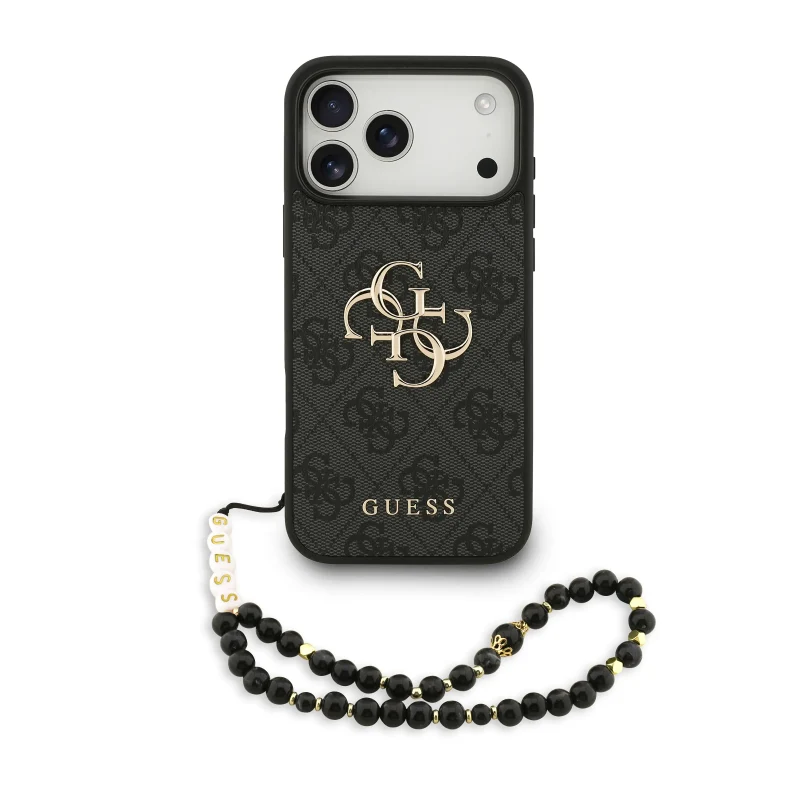 [GUHCP17XP4GMGSK] Guess, 4G PU Leather Case with Big 4G & Classic Logo with Wrist Strap, iPhone 17 Pro Max (Black)