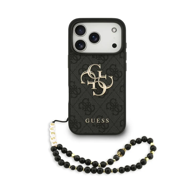 [GUHCP17LP4GMGSK] Guess, 4G PU Leather Case with Big 4G & Classic Logo with Wrist Strap, iPhone 17 Pro (Black)