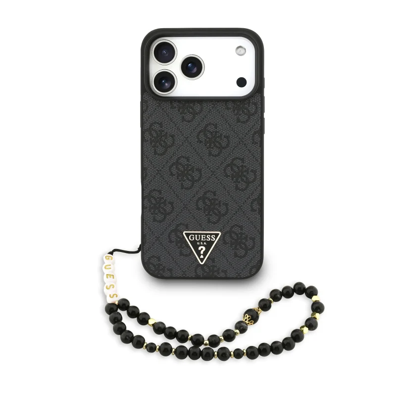 [GUHMP17XP4TSDPPSK] Guess, MagSafe 4G PU Leather Case With Small 4G Logo & Lanyard, iphone 17 Pro Max (Black)