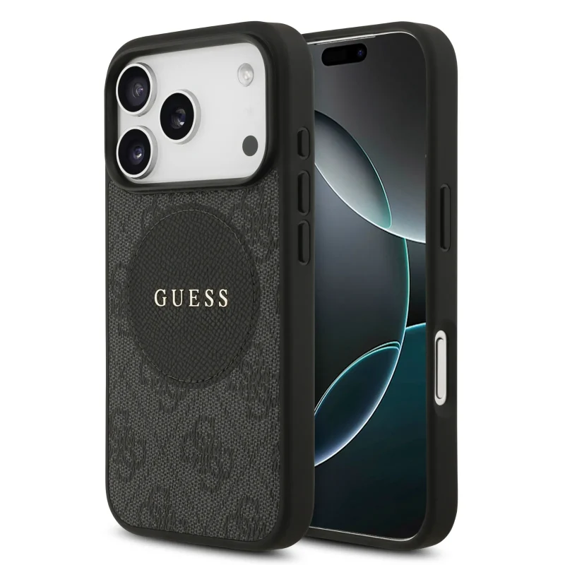 [GUHMP17XP4PGRSGK] Guess, MagSafe 4G PU Leather Case with Round Patch & Classic Logo, iPhone 17 Pro Max (Black)