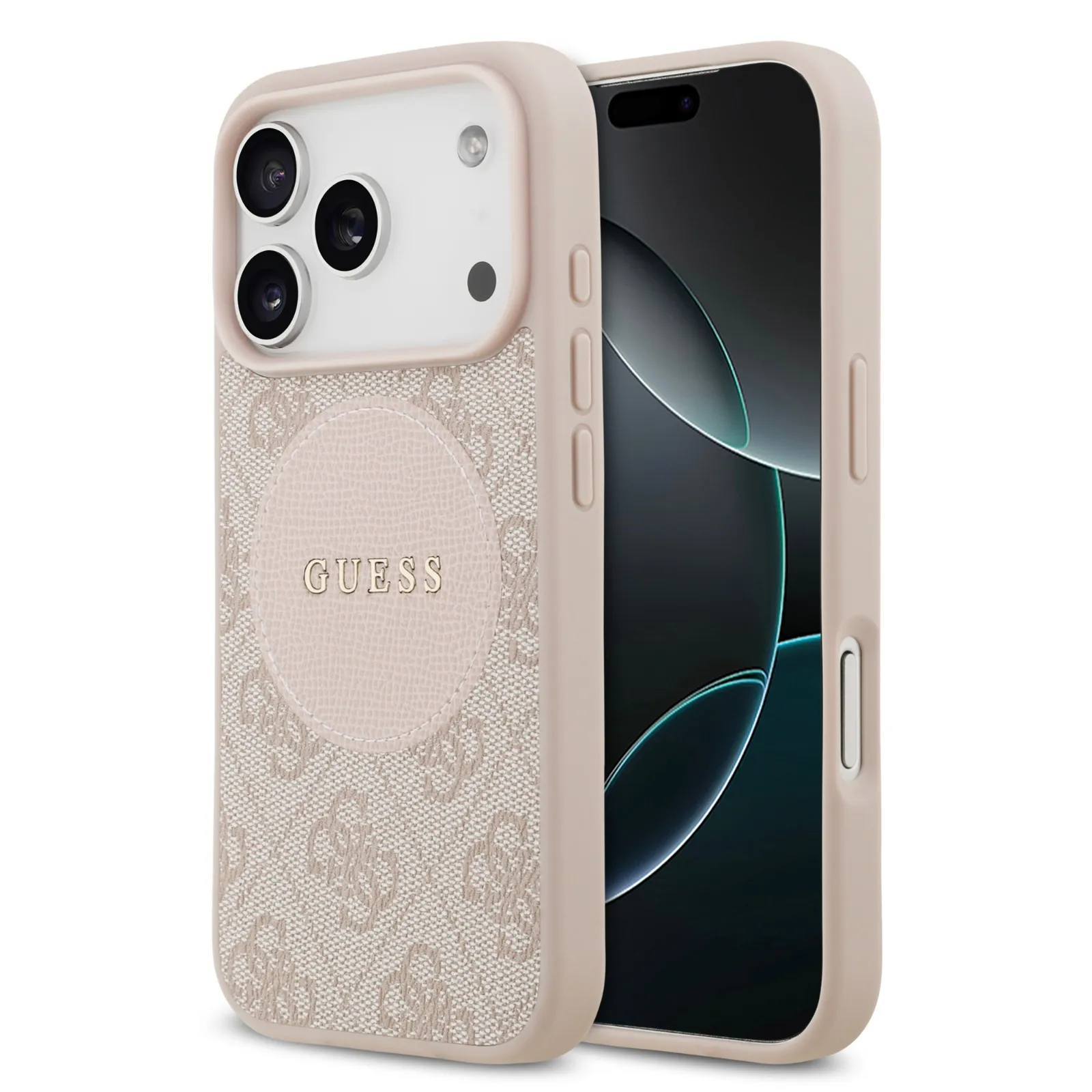 [GUHMP17LP4PGRSGP] Guess, MagSafe 4G PU Leather Case with Round Patch & Classic Logo, iPhone 17 Pro (Pink)