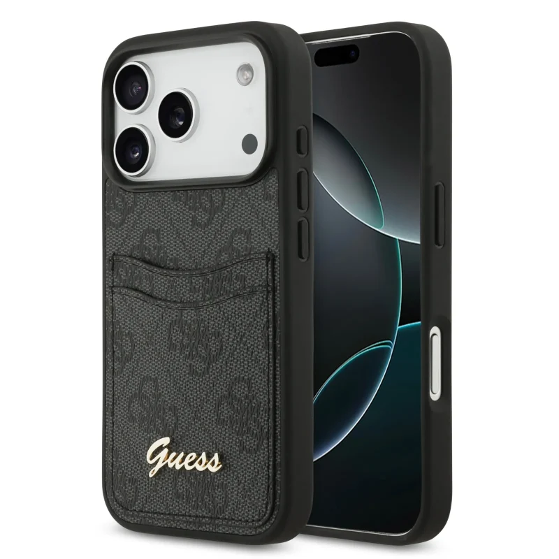 [GUOHCP17LP4SPK] Guess, PU Case with Card Slot & Script Metal Logo, iPhone 17 Pro