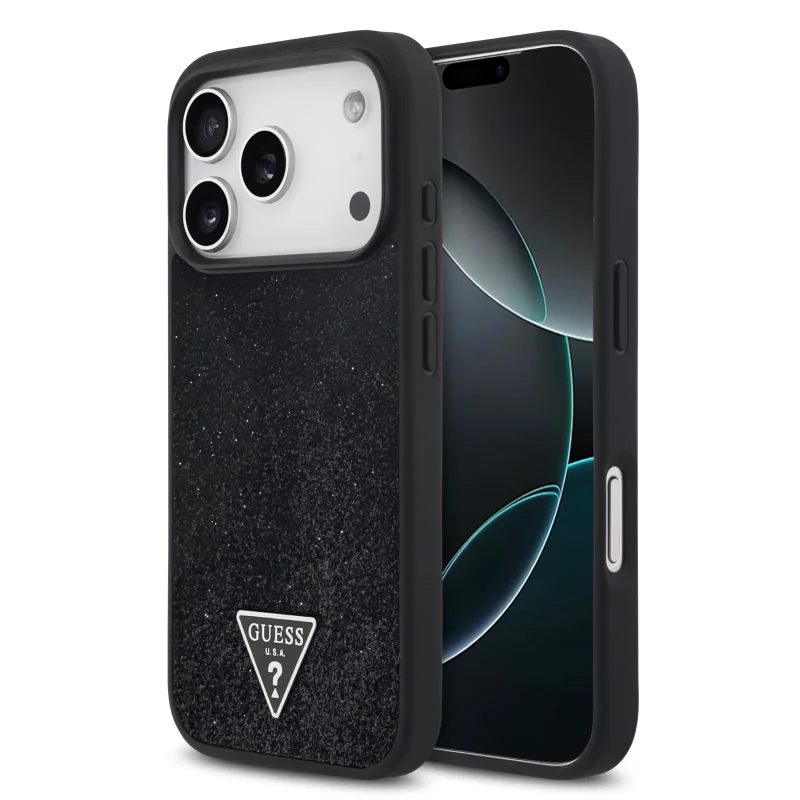 [GUOHMP17LPFGTSCMK] Guess, MagSafe PU Leather Fixed Glitter Case with Triangle Logo, iPhone 17 Pro