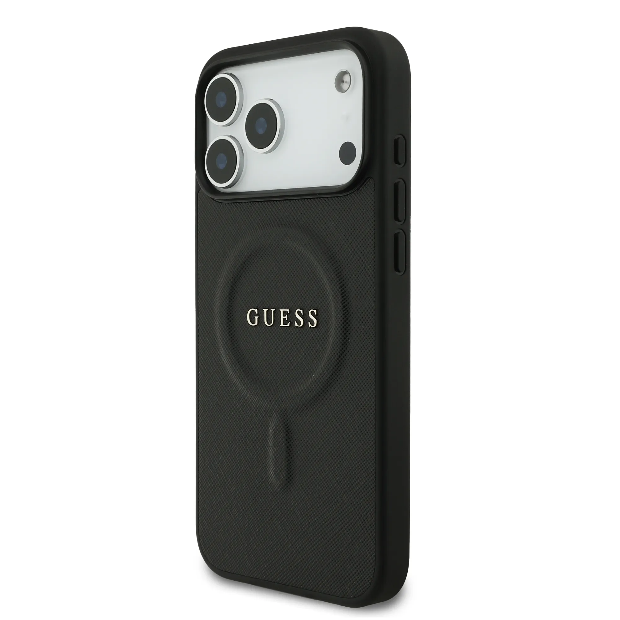 [GUOHMP17XPSAREGSK] Guess, MagSafe PU Saffiano Leather Case with Classic Logo, iPhone 17 Pro Max (Sky Blue)
