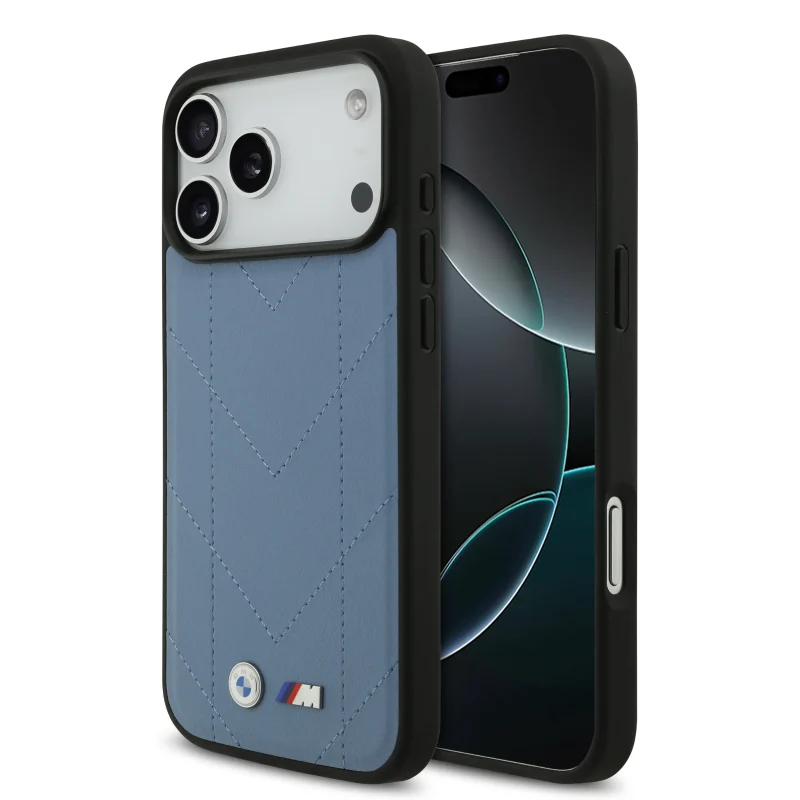 BMW, MagSafe PU Quilted Leather Case with Metal Logos, iPhone 17 Pro Max