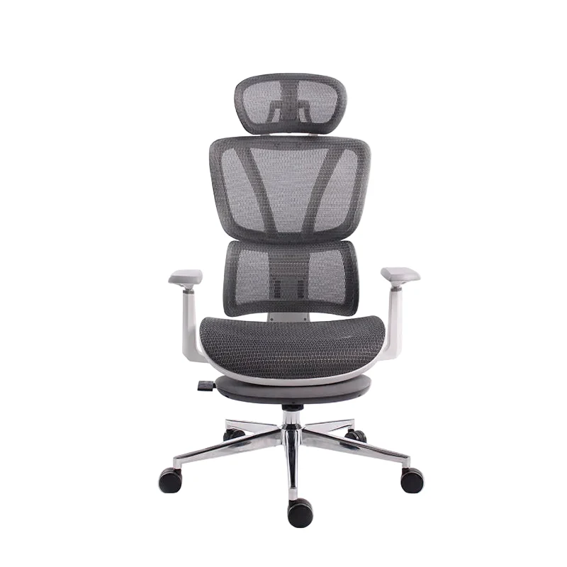 [UMGC6002B] Black Bull Ergonomic Mesh Gaming & Office Chair with Footrest, Assembly not included - White / Gray (Free Delivery)
